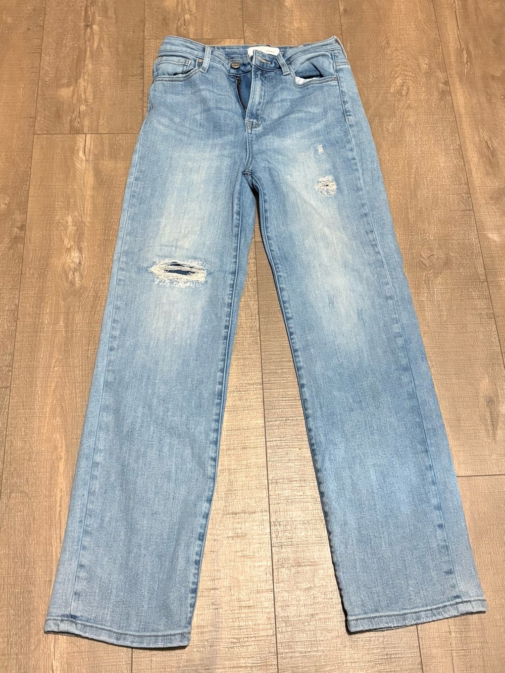 RISEN Light Blue Distressed Straight-Leg Women’s Jeans